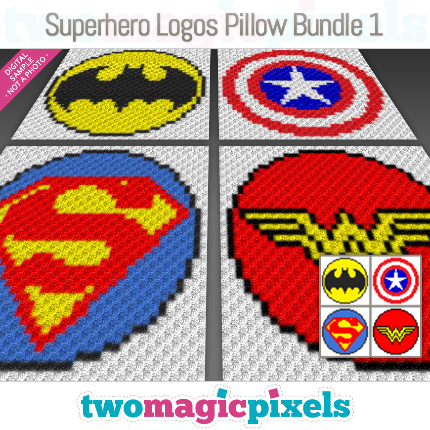 Superhero Logos Pillow Bundle 1 by Two Magic Pixels