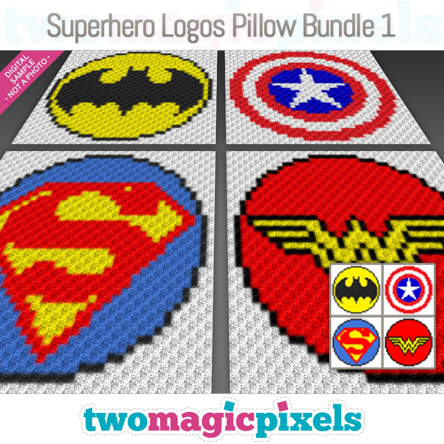 Superhero Logos Pillow Bundle 1 by Two Magic Pixels Superhero Logos Pillow Bundle 1 by Two Magic Pixels