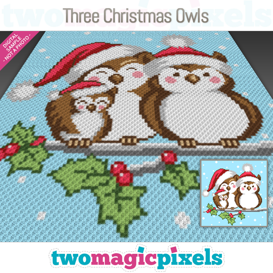 Three Christmas Owls by Two Magic Pixels