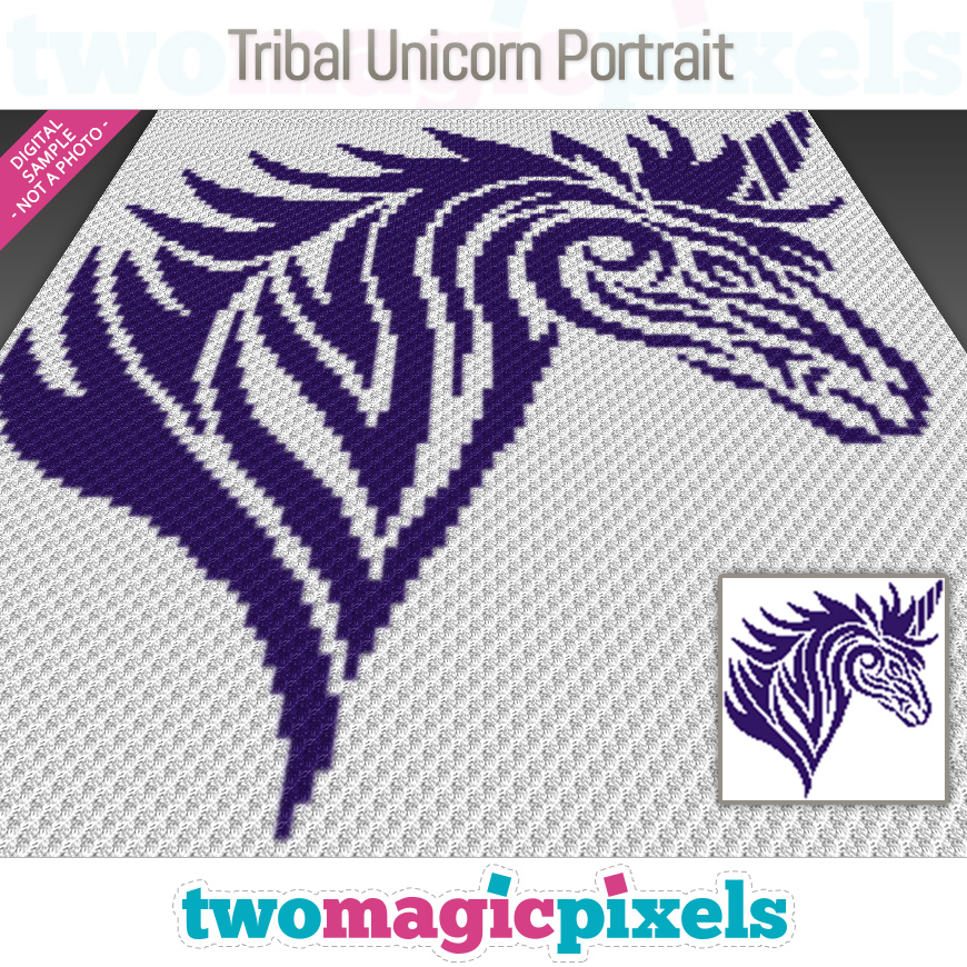 Tribal Unicorn Portrait by Two Magic Pixels