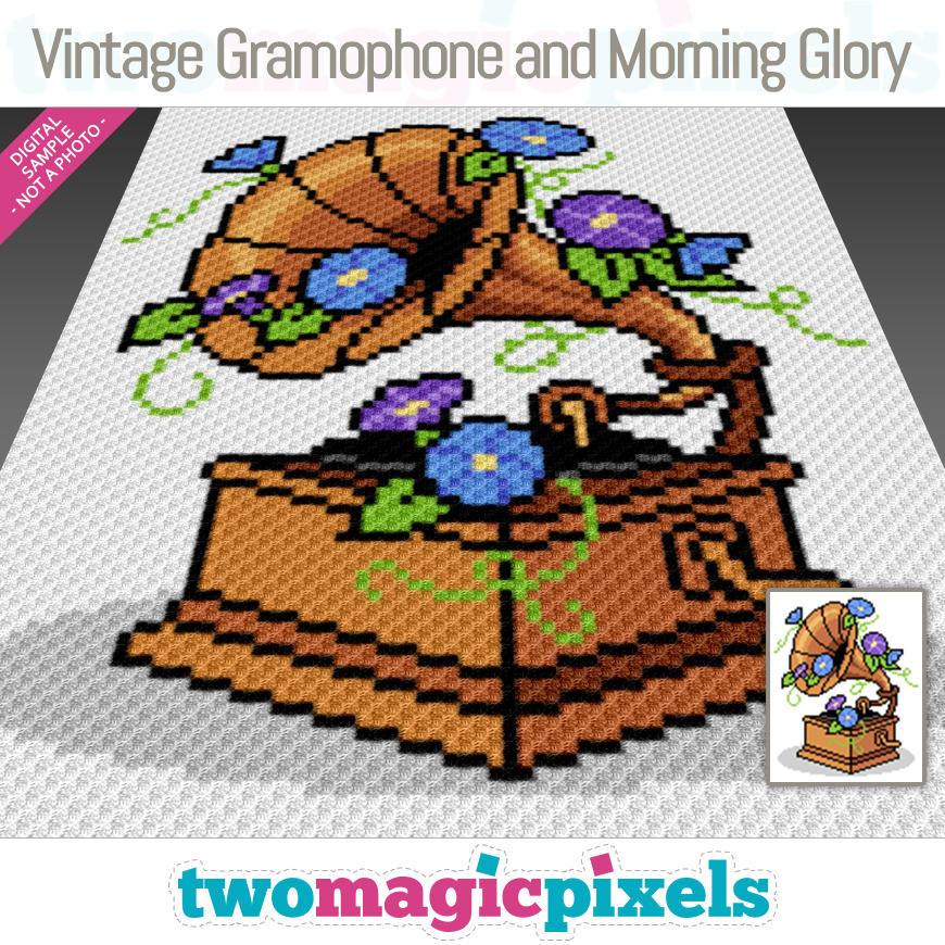 Vintage Gramophone and Morning Glory by Two Magic Pixels