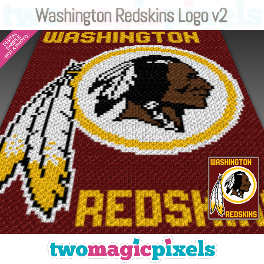 Washington Redskins Logo v2 C2C graph, SC graph, cross stitch graph by Two  Magic Pixels